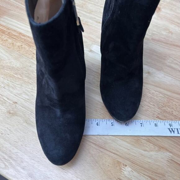 Cole Haan Bootie Womens 5.5 B Martina Wedge Ankle Black Suede Embossed Leather - Picture 13 of 13